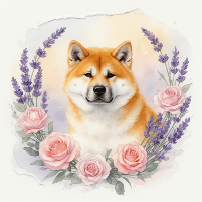 Akita Watercolor Sentimental