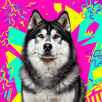 Alaskan Malamute Memphis Design