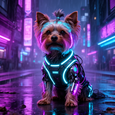 Yorkshire Terrier Cyberpunk Neon